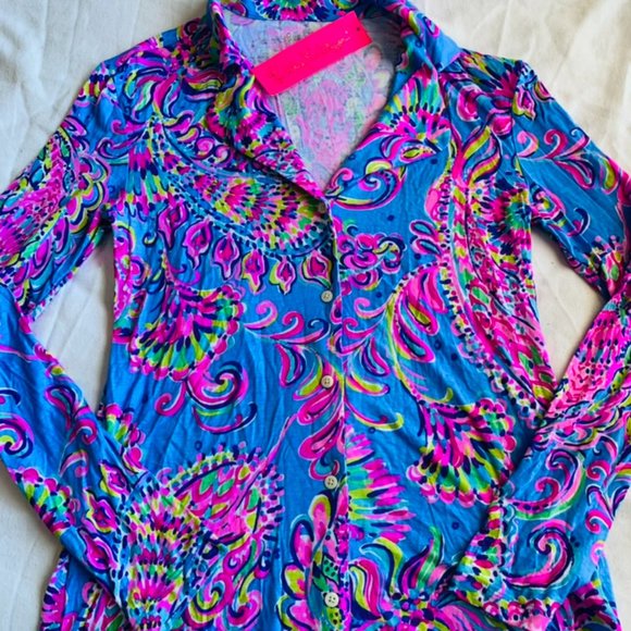 NWT Lilly Pulitzer Grotto PJ Knit Button-Up Top (top only) - Picture 3 of 3